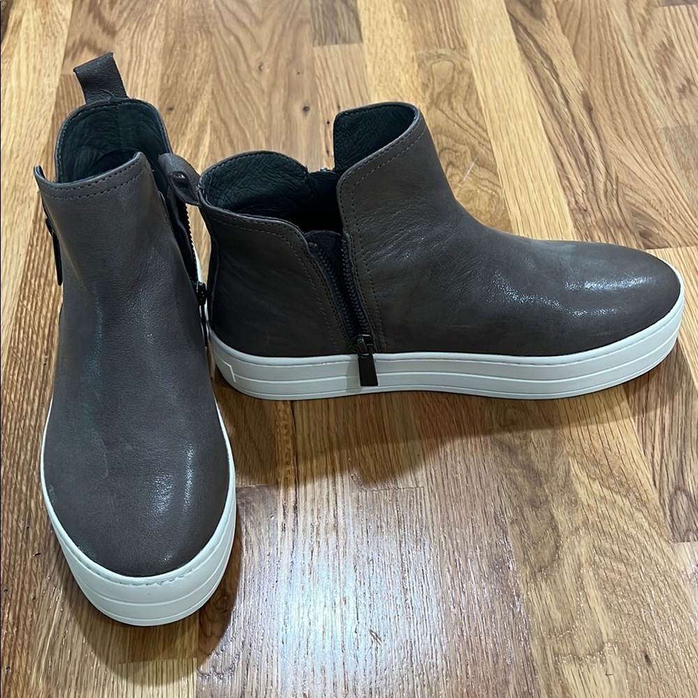 Gray Leather High-Top Sneakers- NWOT